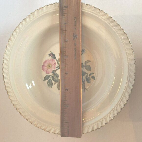 Vintage Wild Rose Harker Pottery Cottage Core 22 kt Gold Rim Soup Bowl 8.5” - Picture 7 of 7